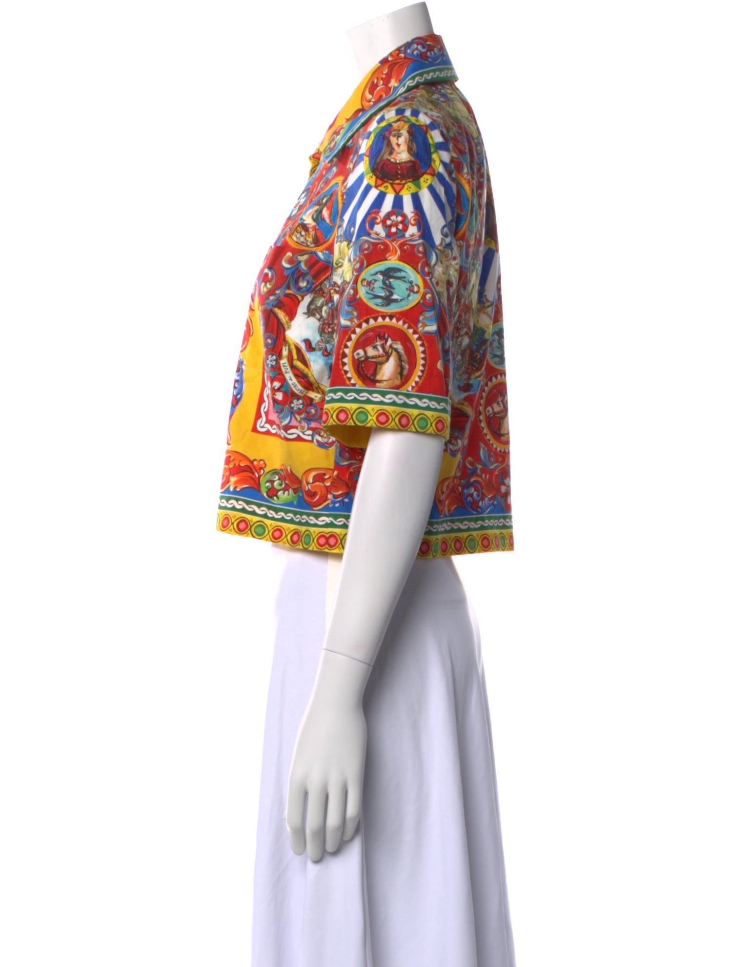 Dolce & Gabbana Paisley Print Short Sleeve Crop Top