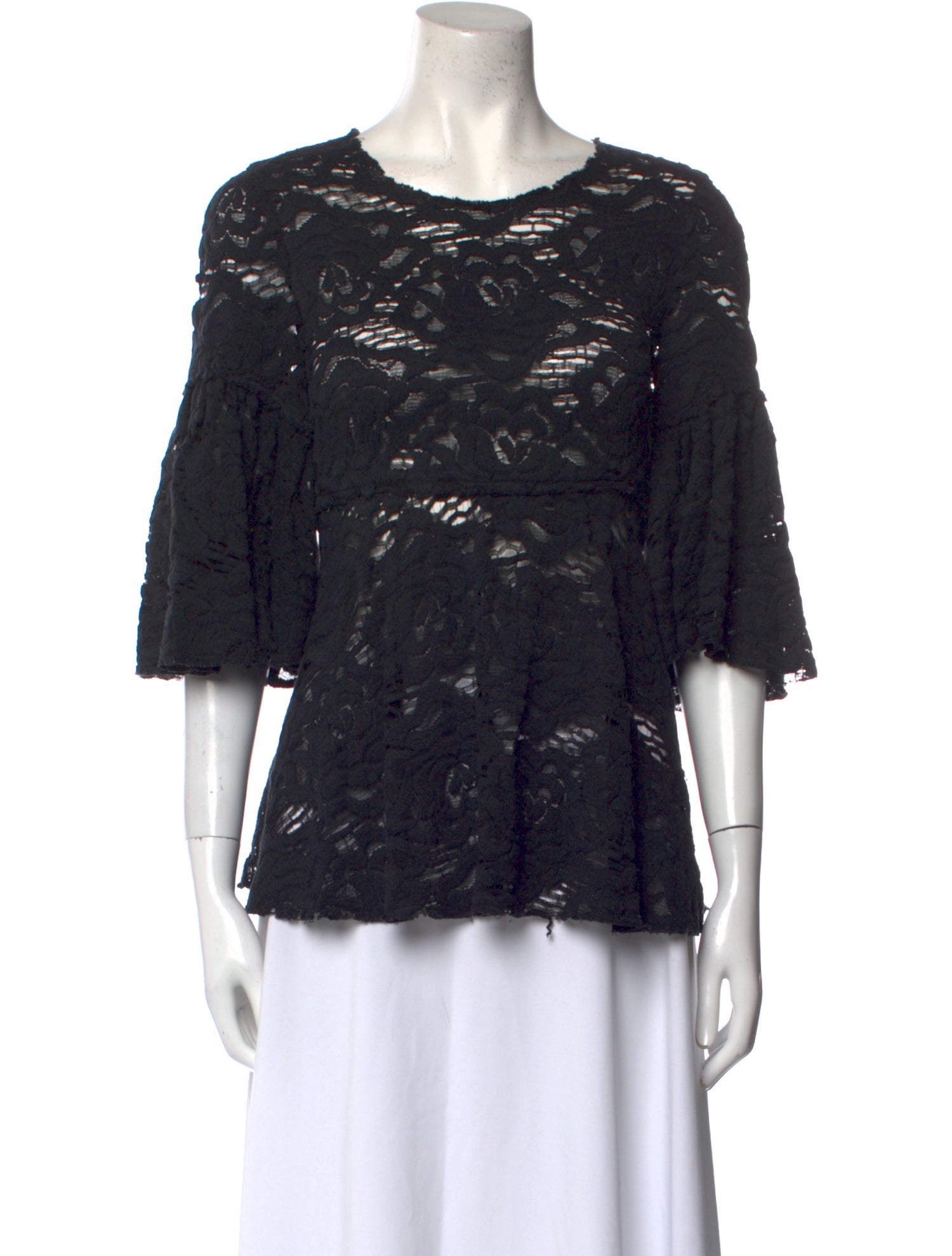 Dolce & Gabbana Lace Pattern Scoop Neck Blouse