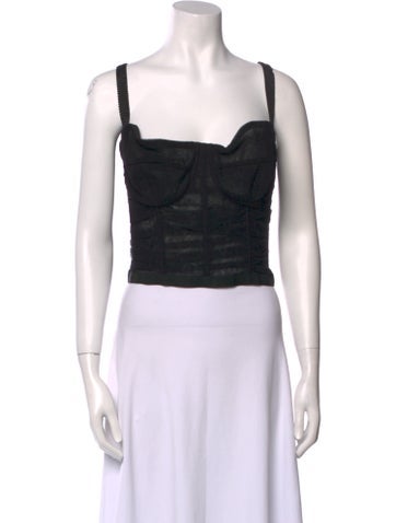 Dolce & Gabbana Tops Square Neckline Sleeveless Crop Top Us18, It54 | XXL