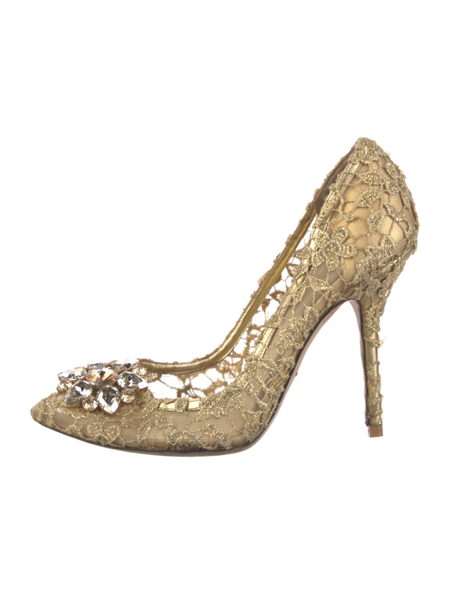 Dolce & Gabbana Faux Pearl Accents Lace Pumps