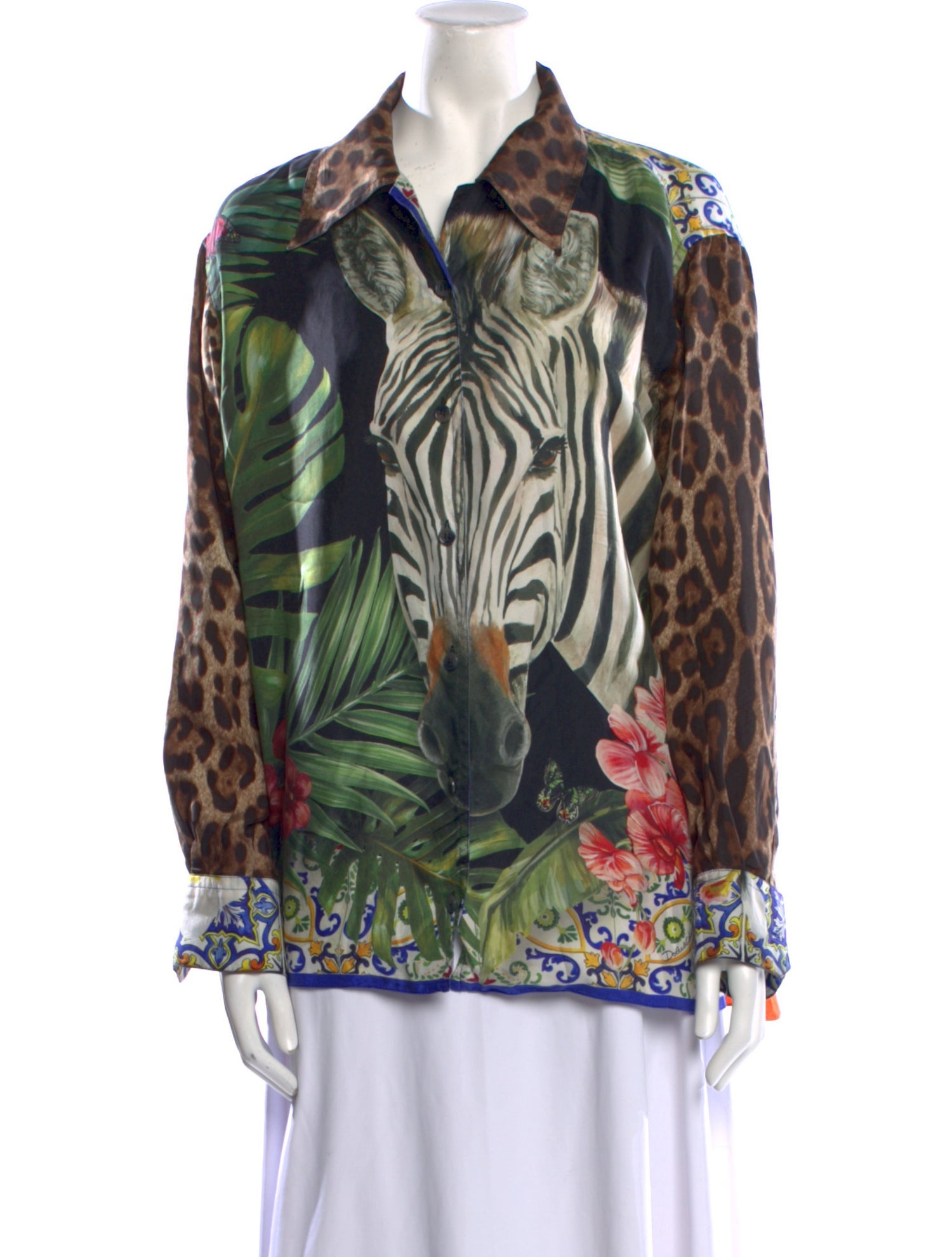 Dolce & Gabbana Silk Printed Button-Up Top