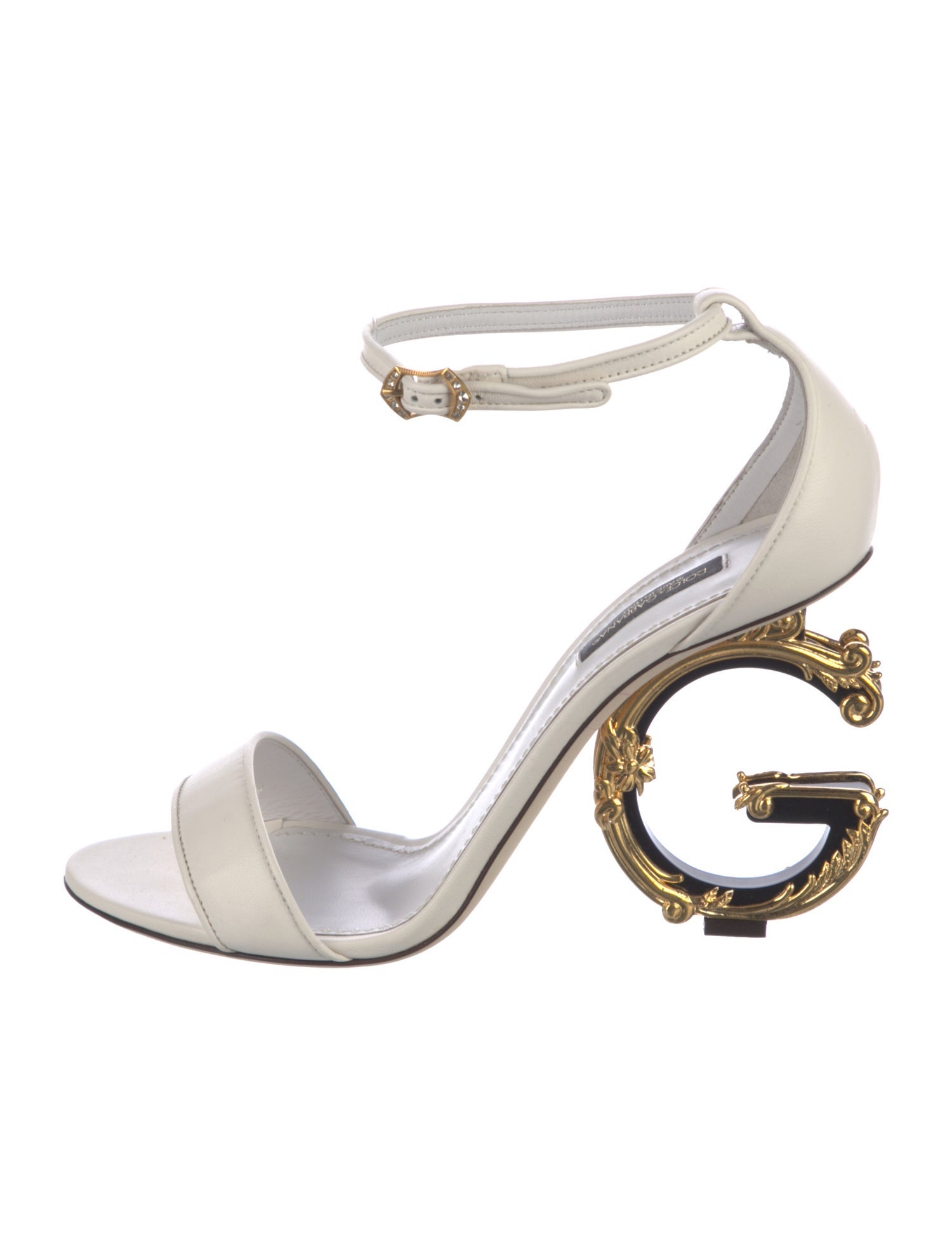 Dolce & Gabbana Leather Crystal Embellishments Sandals