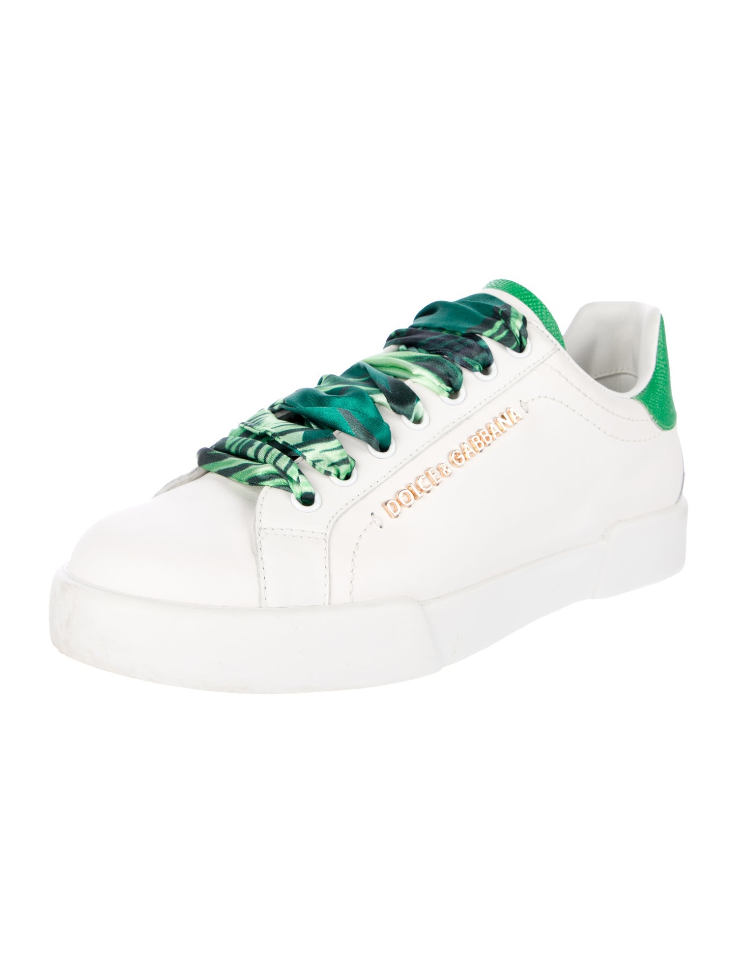 Dolce & Gabbana Leather Colorblock Pattern Sneakers