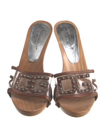 Dolce & Gabbana Leather Studded Accents Slides