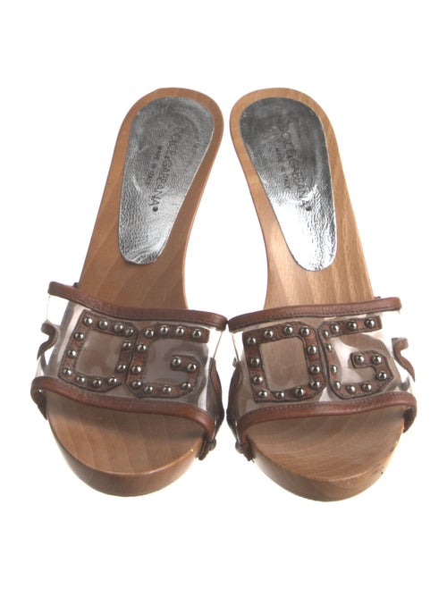 Dolce & Gabbana Leather Studded Accents Slides