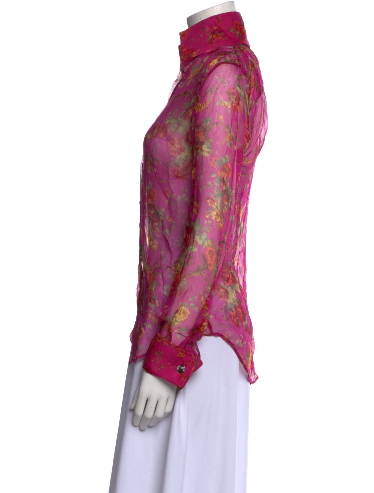 Dolce & Gabbana Silk Floral Print Button-Up Top