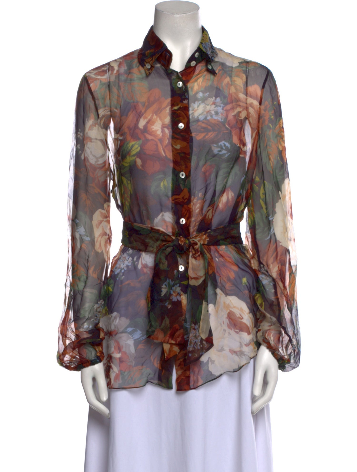 Dolce & Gabbana Silk Floral Print Button-Up Top
