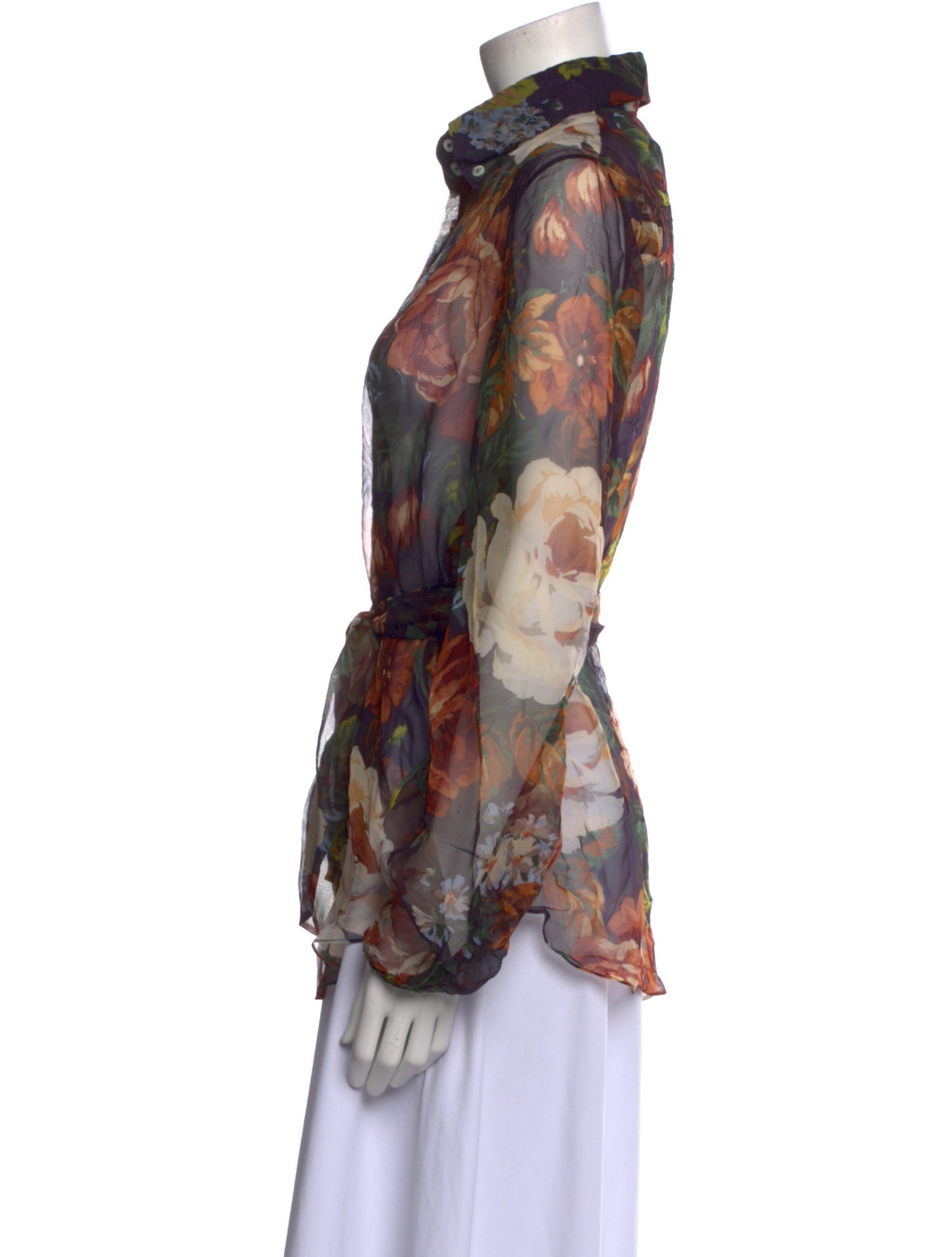 Dolce & Gabbana Silk Floral Print Button-Up Top