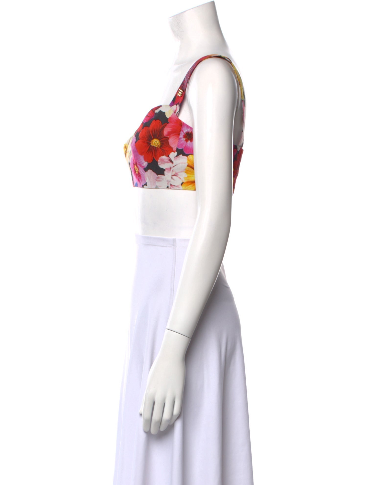 Dolce & Gabbana Floral Print Square Neckline Crop Top