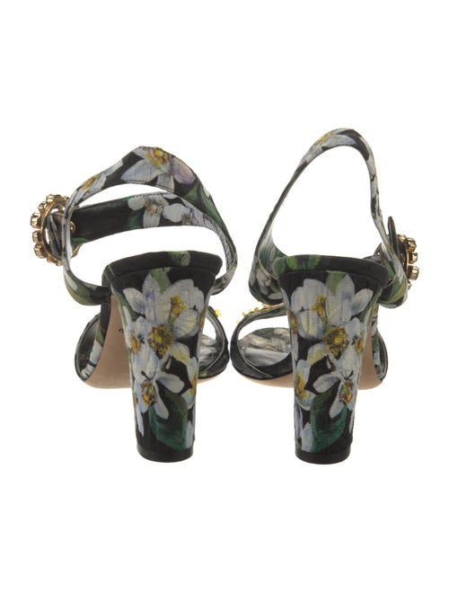 Dolce & Gabbana Floral Print Crystal Embellishments Slingback Sandals