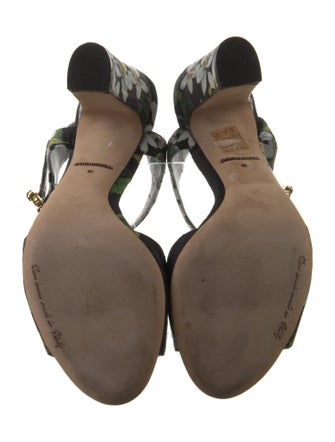 Dolce & Gabbana Floral Print Crystal Embellishments Slingback Sandals