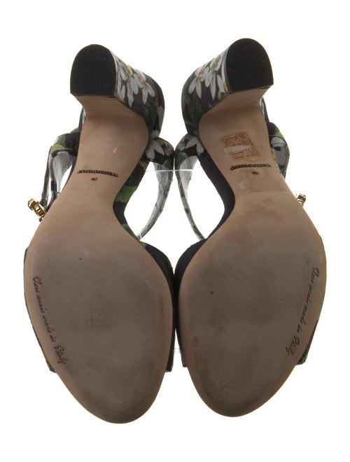 Dolce & Gabbana Floral Print Crystal Embellishments Slingback Sandals