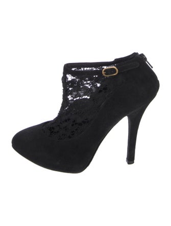 Dolce & Gabbana Suede Lace Pattern Pumps