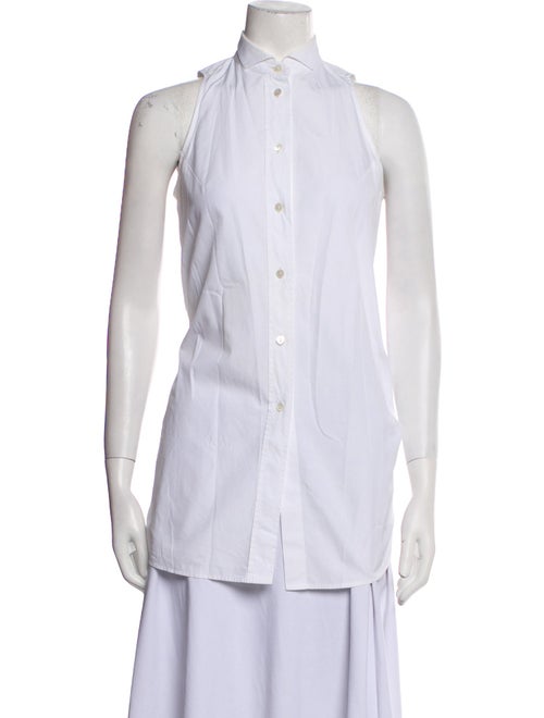 Dolce & Gabbana Mock Neck Sleeveless Button-Up Top