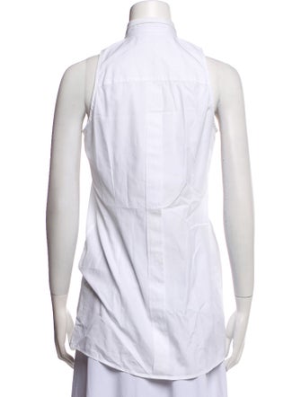 Dolce & Gabbana Mock Neck Sleeveless Button-Up Top