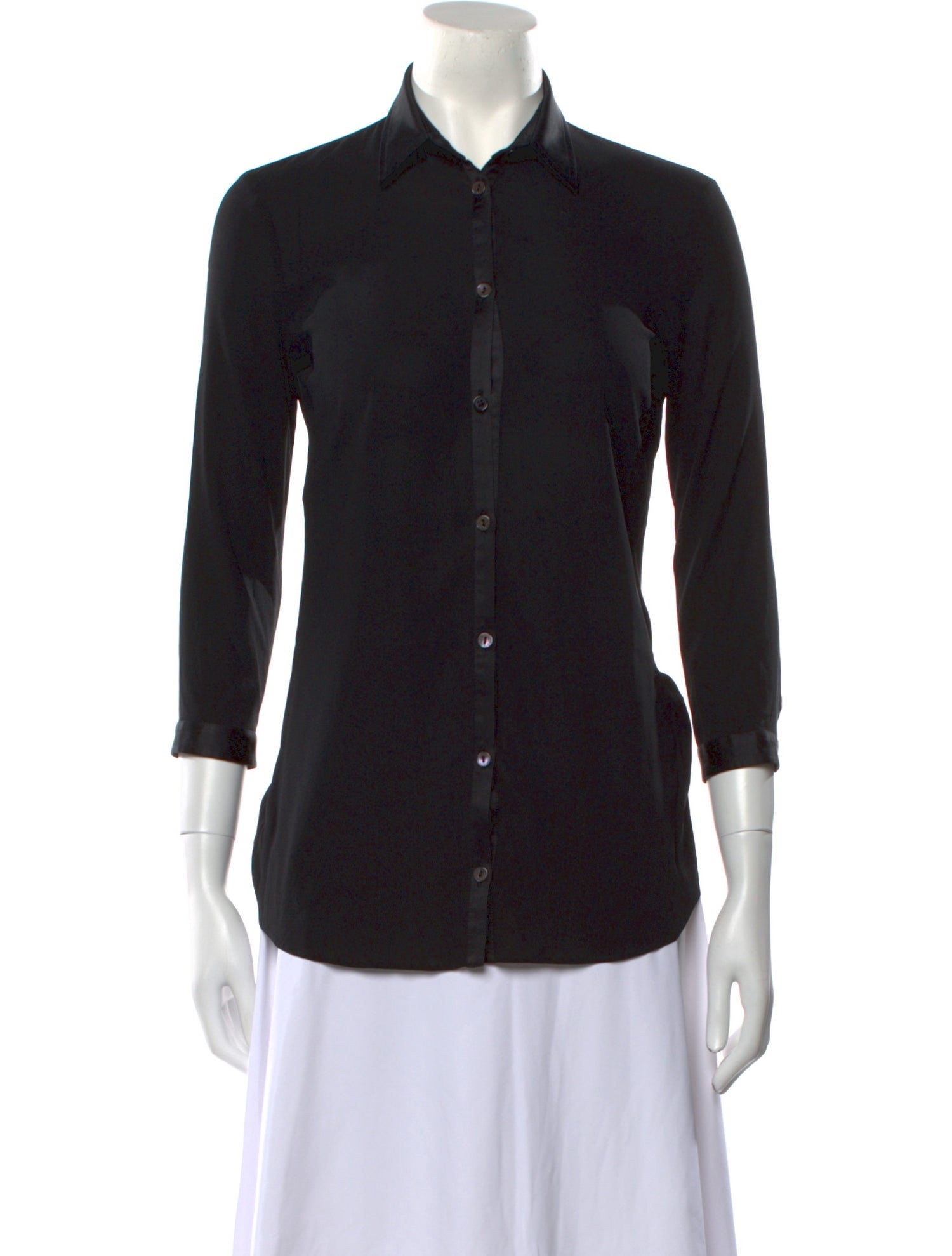 Dolce & Gabbana Silk Three-Quarter Sleeve Button-Up Top