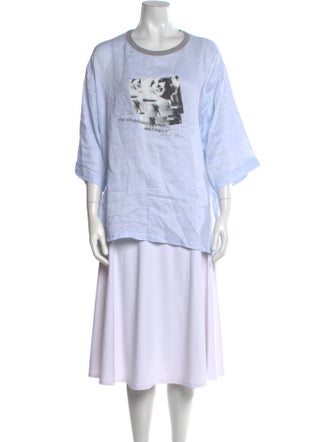 Dolce & Gabbana Linen Graphic Print T-Shirt