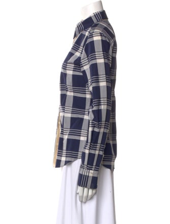 Dolce & Gabbana Plaid Print Long Sleeve Button-Up Top