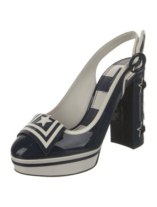 Dolce & Gabbana Patent Leather Colorblock Pattern Slingback Pumps