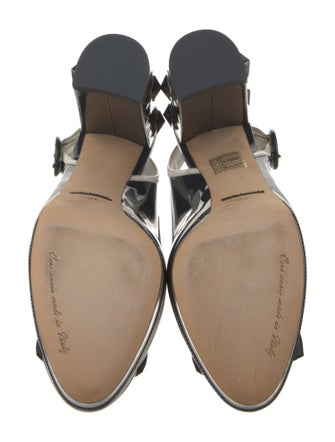 Dolce & Gabbana Patent Leather Colorblock Pattern Slingback Pumps