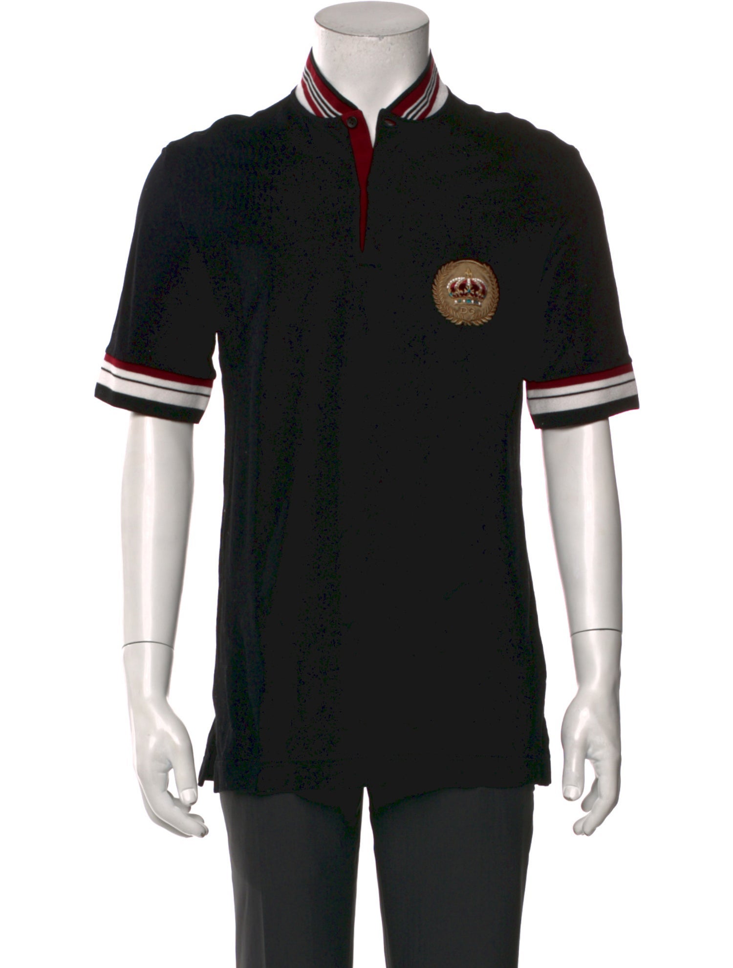 Dolce & Gabbana Striped Mock Neck Polo Shirt