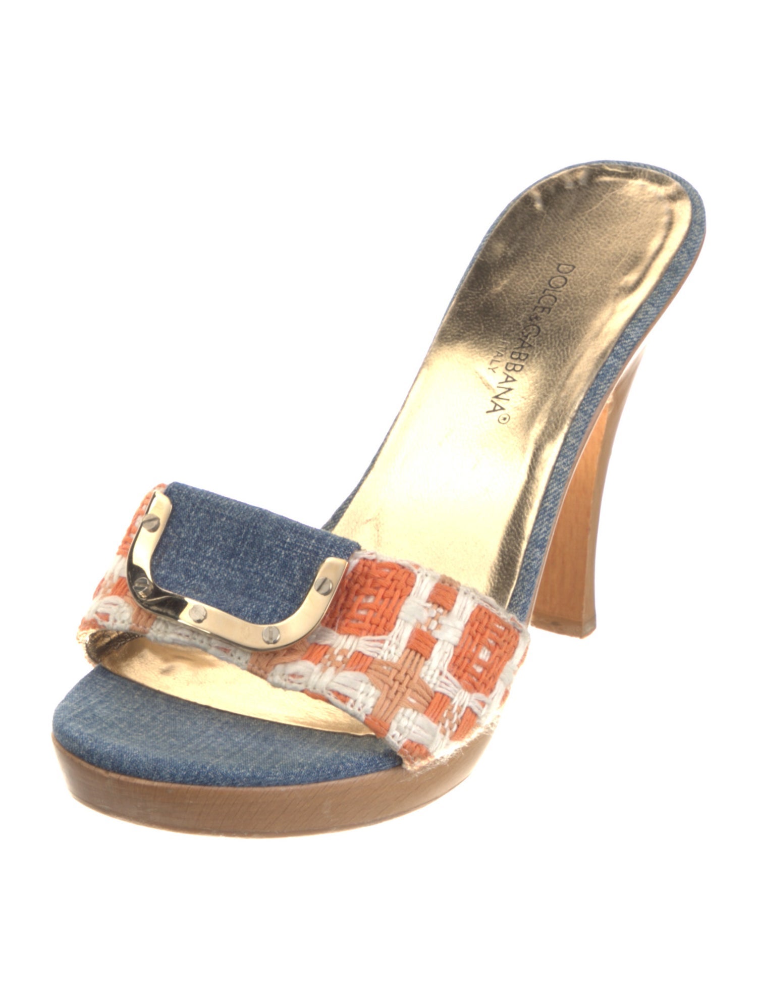 Dolce & Gabbana Denim Printed Slides