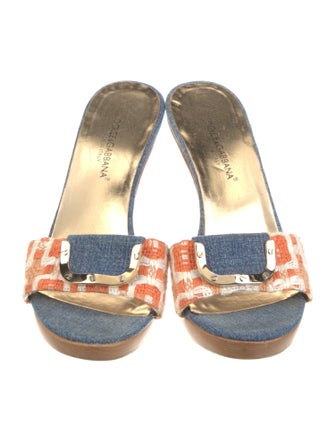 Dolce & Gabbana Denim Printed Slides