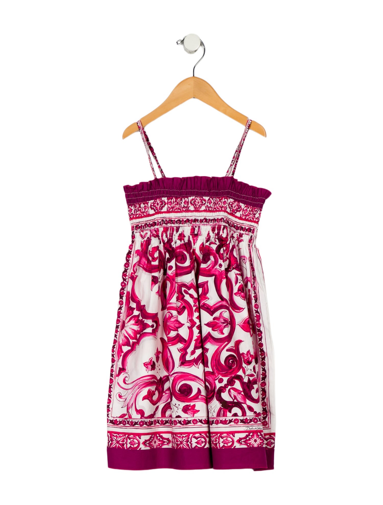 Dolce & Gabbana Kids Girls' Majolica Print Ruffle-Trimmed Sleeveless Dress