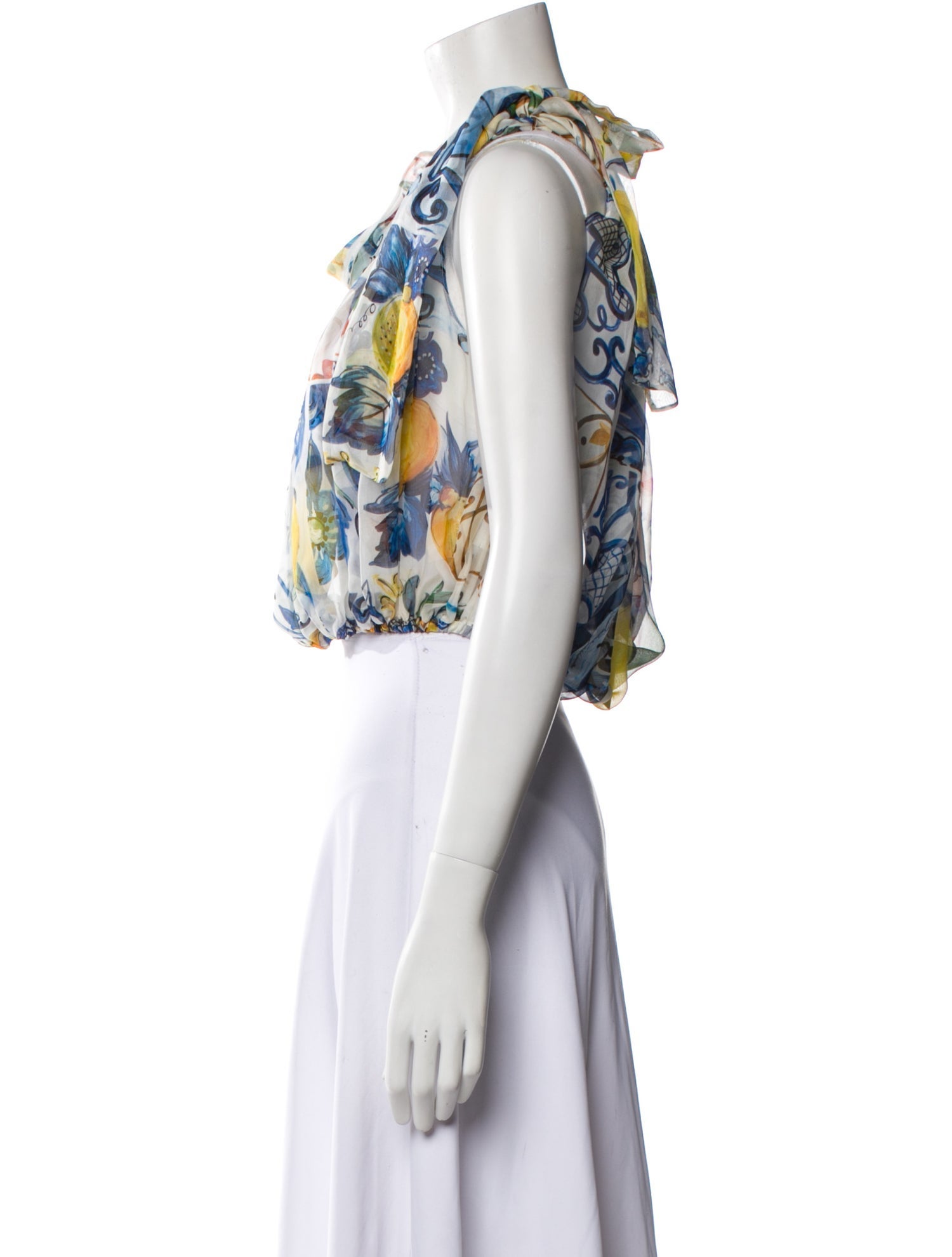 Dolce & Gabbana Silk Floral Print Crop Top