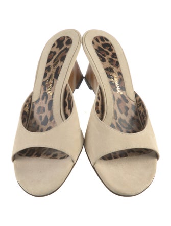 Dolce & Gabbana Suede Animal Print Slides