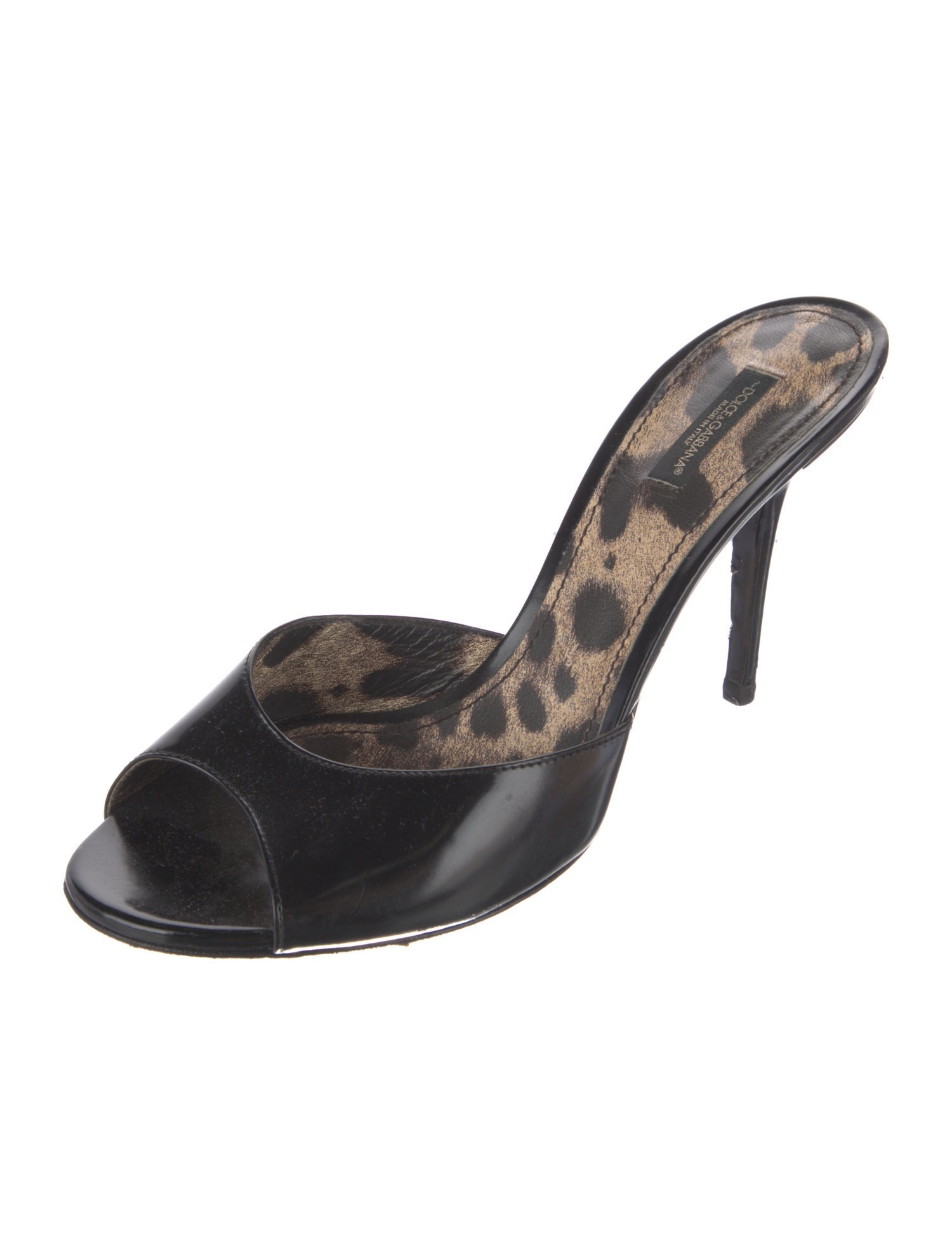 Dolce & Gabbana Patent Leather Animal Print Slides