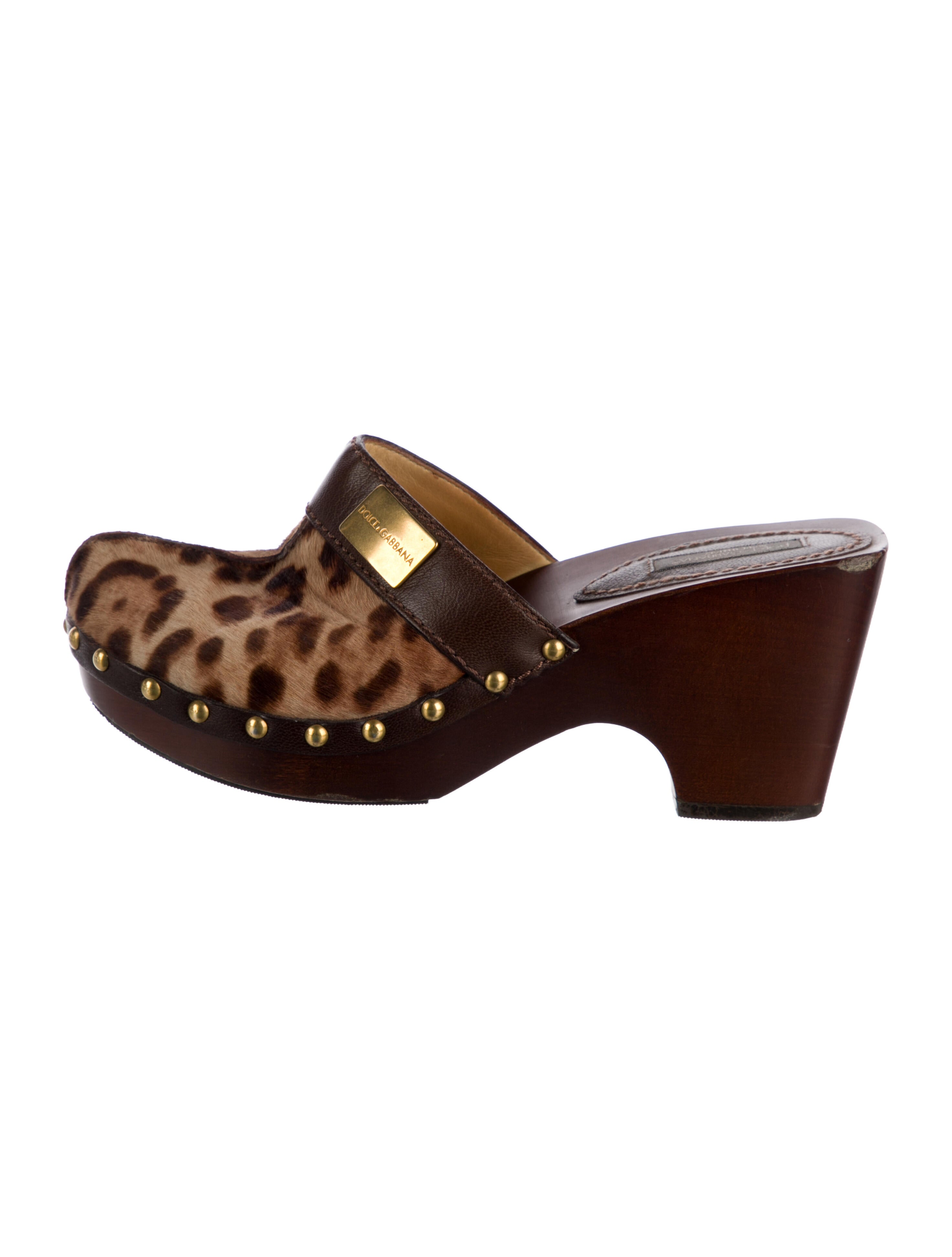 Dolce & Gabbana Ponyhair Animal Print Slides