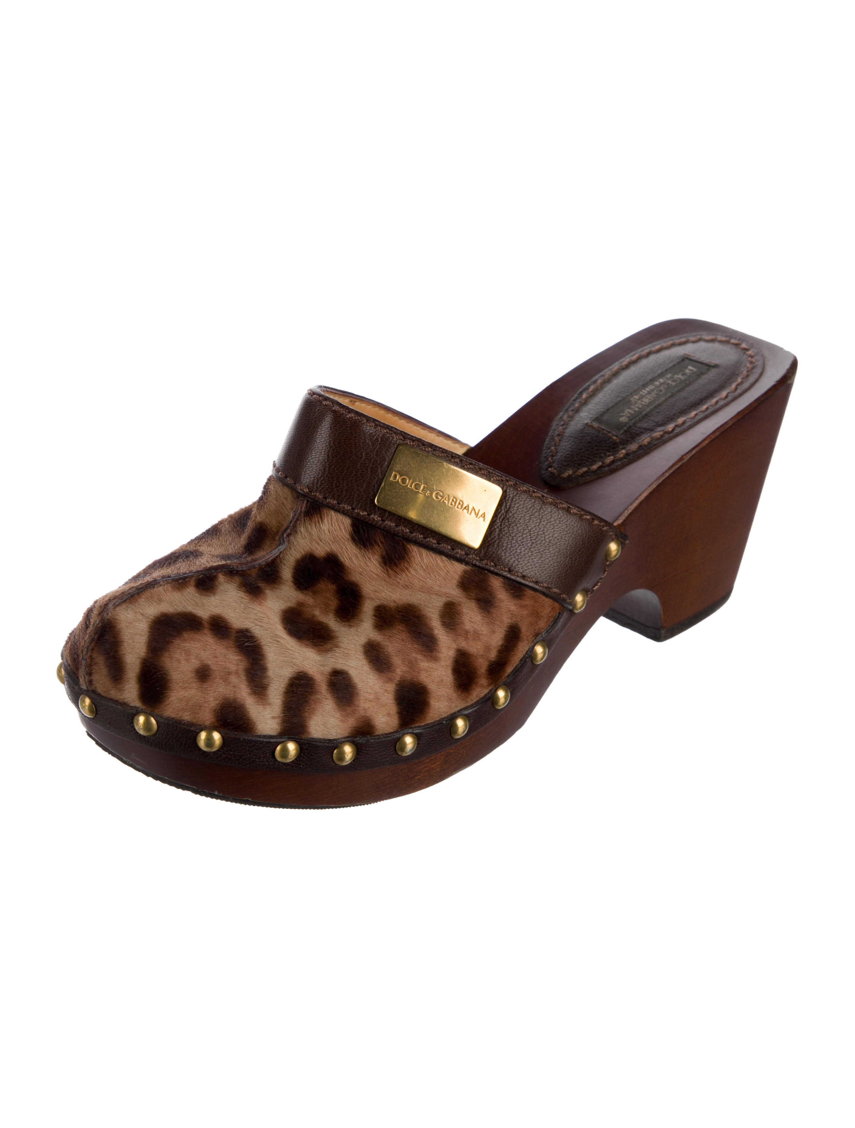 Dolce & Gabbana Ponyhair Animal Print Slides