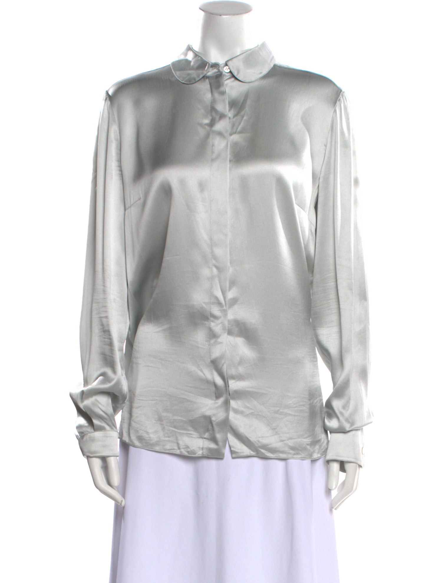 Dolce & Gabbana Silk Mock Neck Button-Up Top