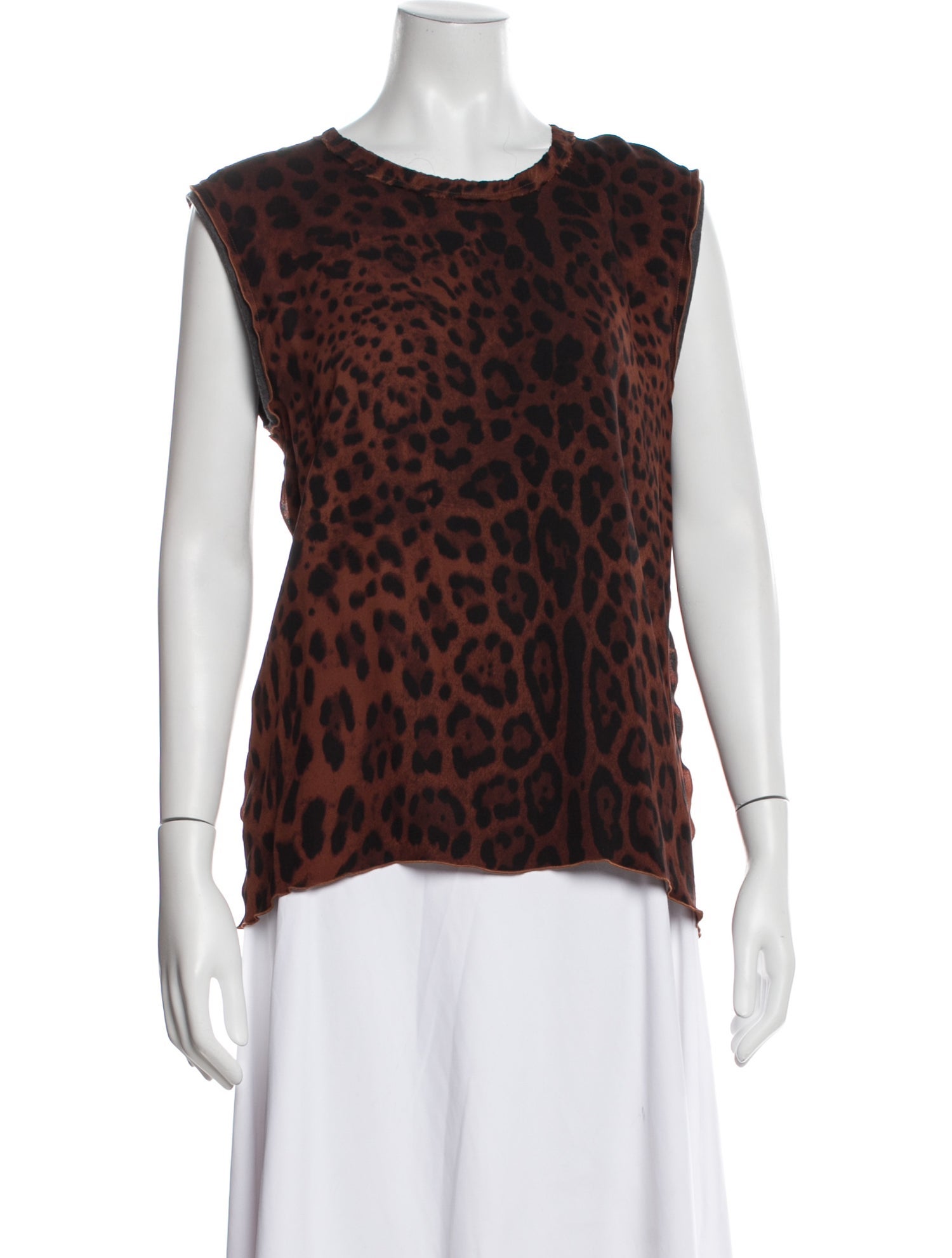 Dolce & Gabbana Animal Print Crew Neck Top