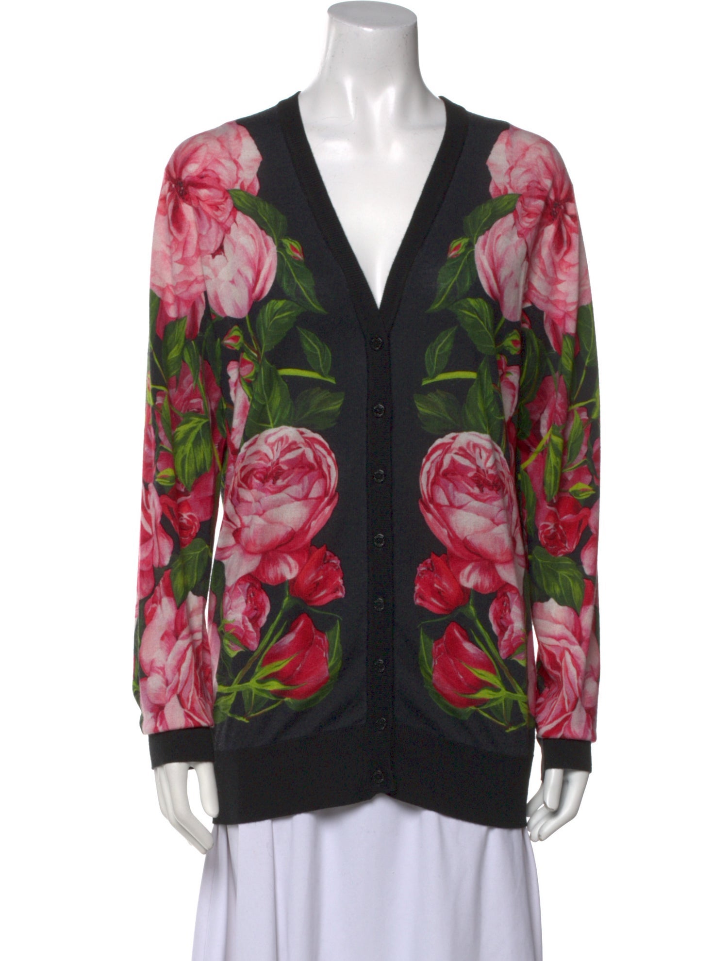 Dolce & Gabbana Cashmere Floral Print Sweater