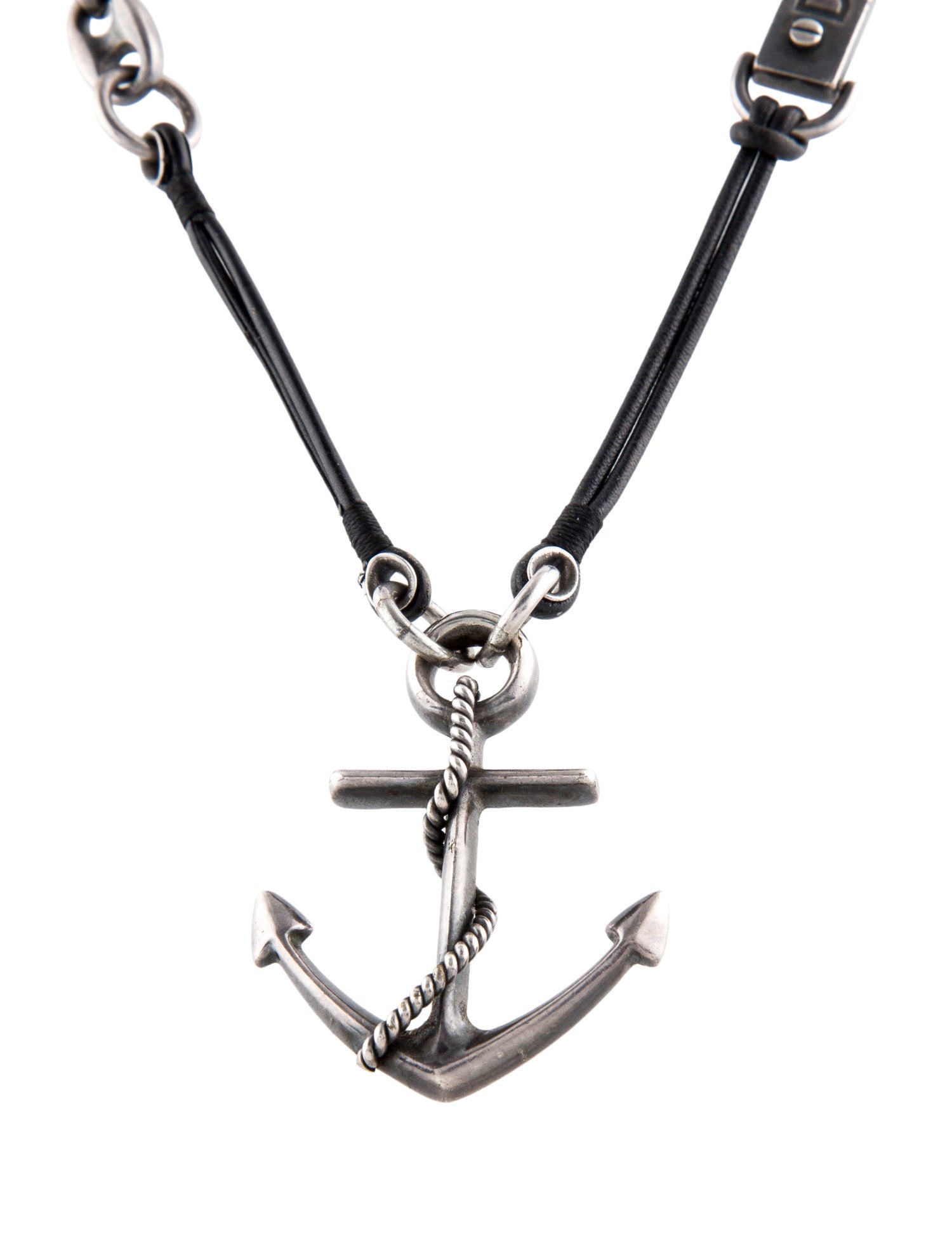 Dolce & Gabbana Leather Anchor Pendant Statement Necklace