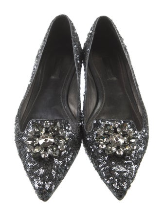 Dolce & Gabbana Sequins Crystal Embellishments Loafers