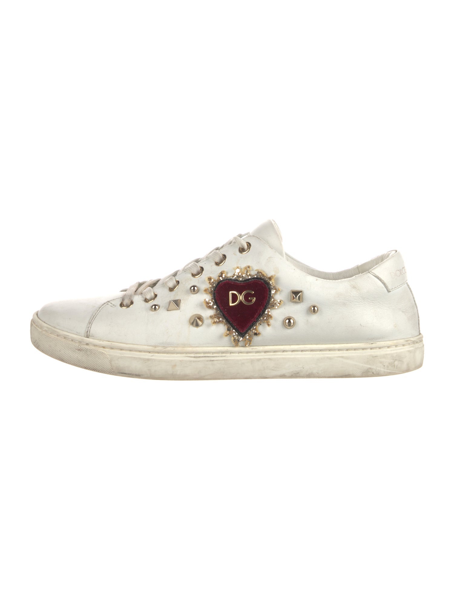 Dolce & Gabbana Sacred Heart Print Leather Sneakers