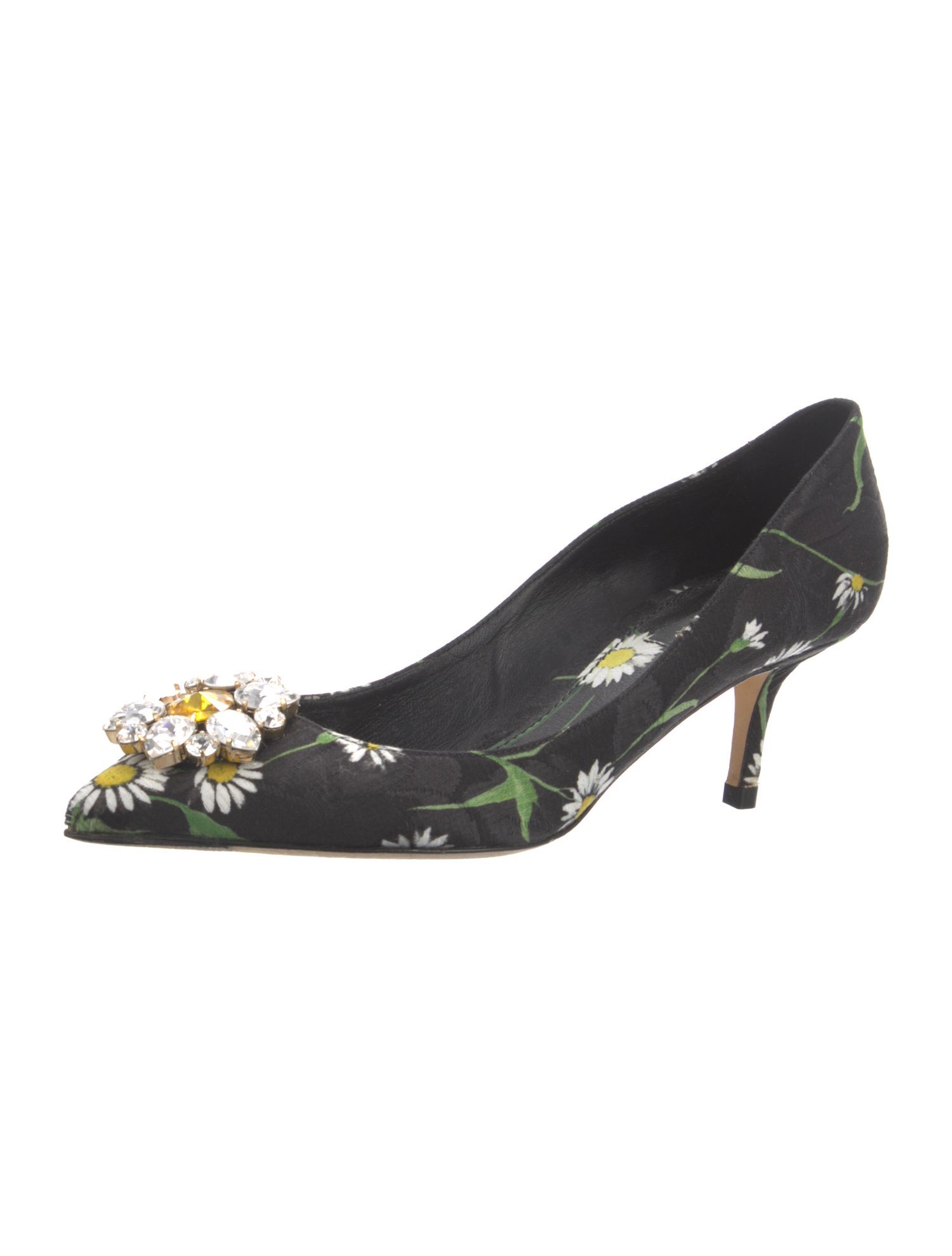 Dolce & Gabbana Floral Print Crystal Embellishments Pumps