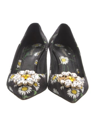 Dolce & Gabbana Floral Print Crystal Embellishments Pumps