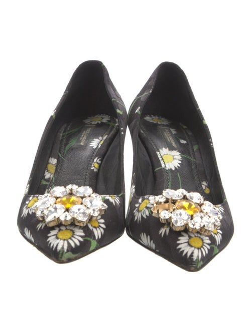 Dolce & Gabbana Floral Print Crystal Embellishments Pumps