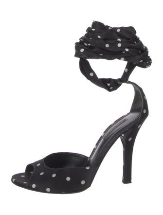 Dolce & Gabbana Satin Polka Dot Print Sandals