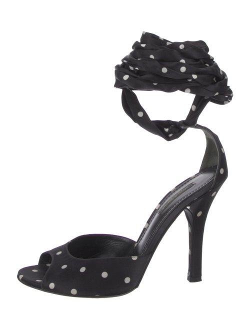 Dolce & Gabbana Satin Polka Dot Print Sandals