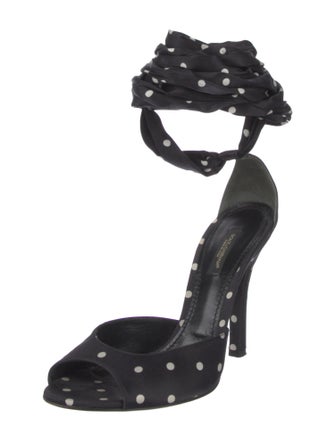 Dolce & Gabbana Satin Polka Dot Print Sandals