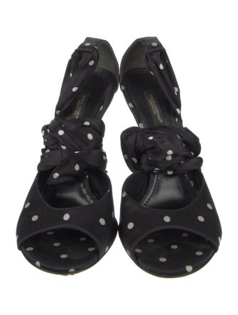 Dolce & Gabbana Satin Polka Dot Print Sandals