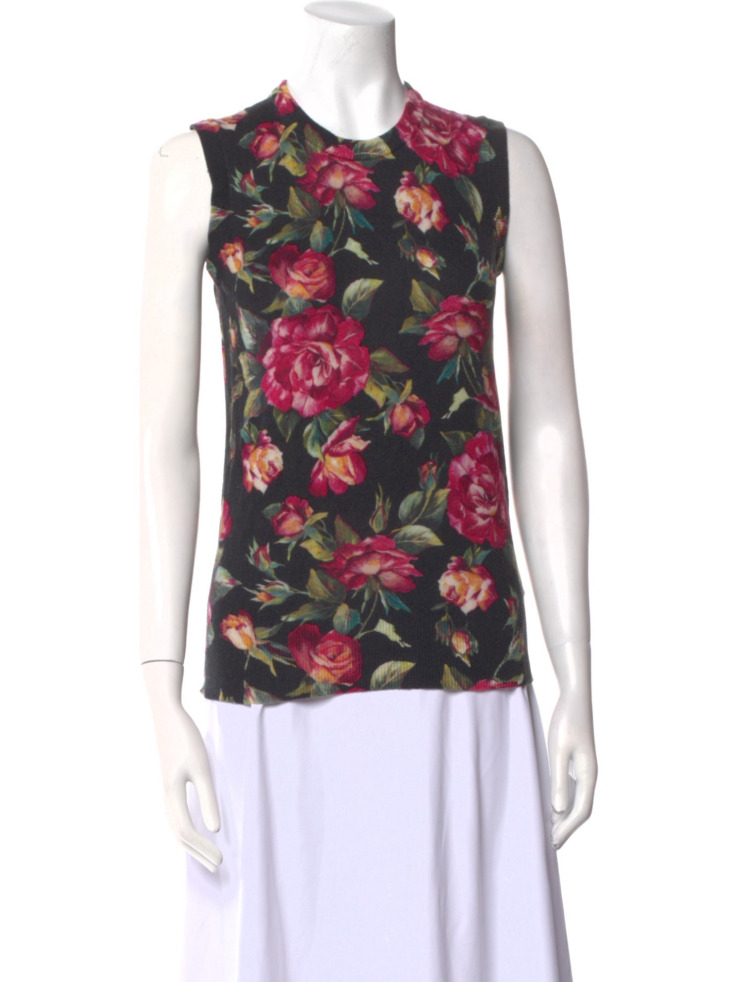 Dolce & Gabbana Cashmere Floral Print Top