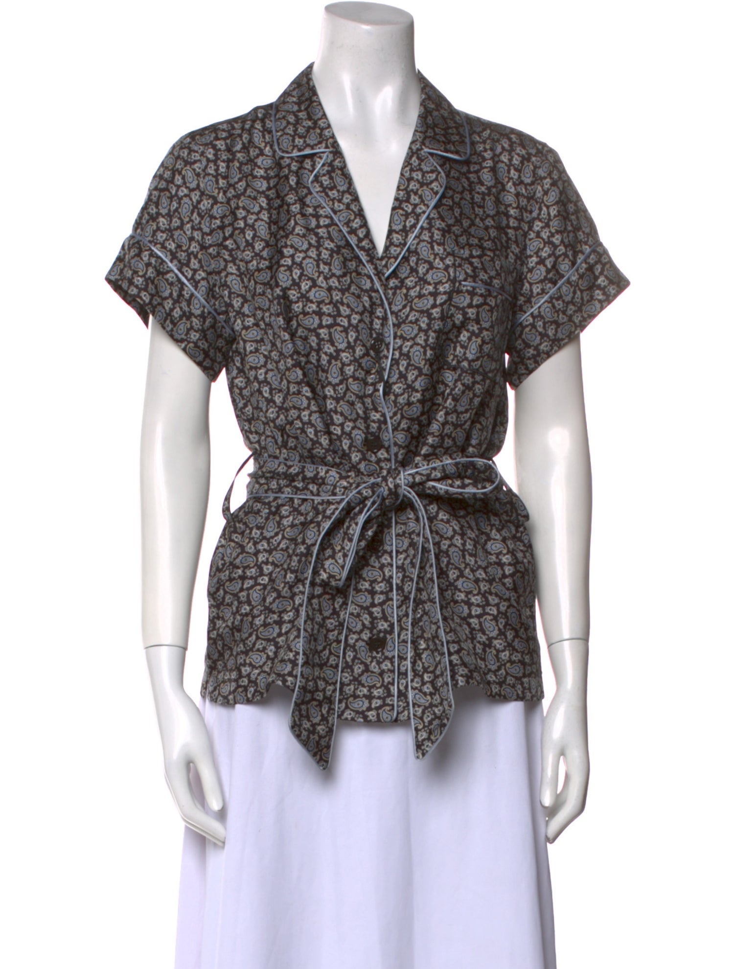Dolce & Gabbana Silk Printed Button-Up Top w/ Tags