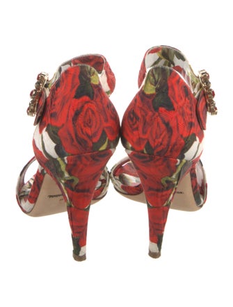 Dolce & Gabbana Printed Crystal Embellishments Sandals
