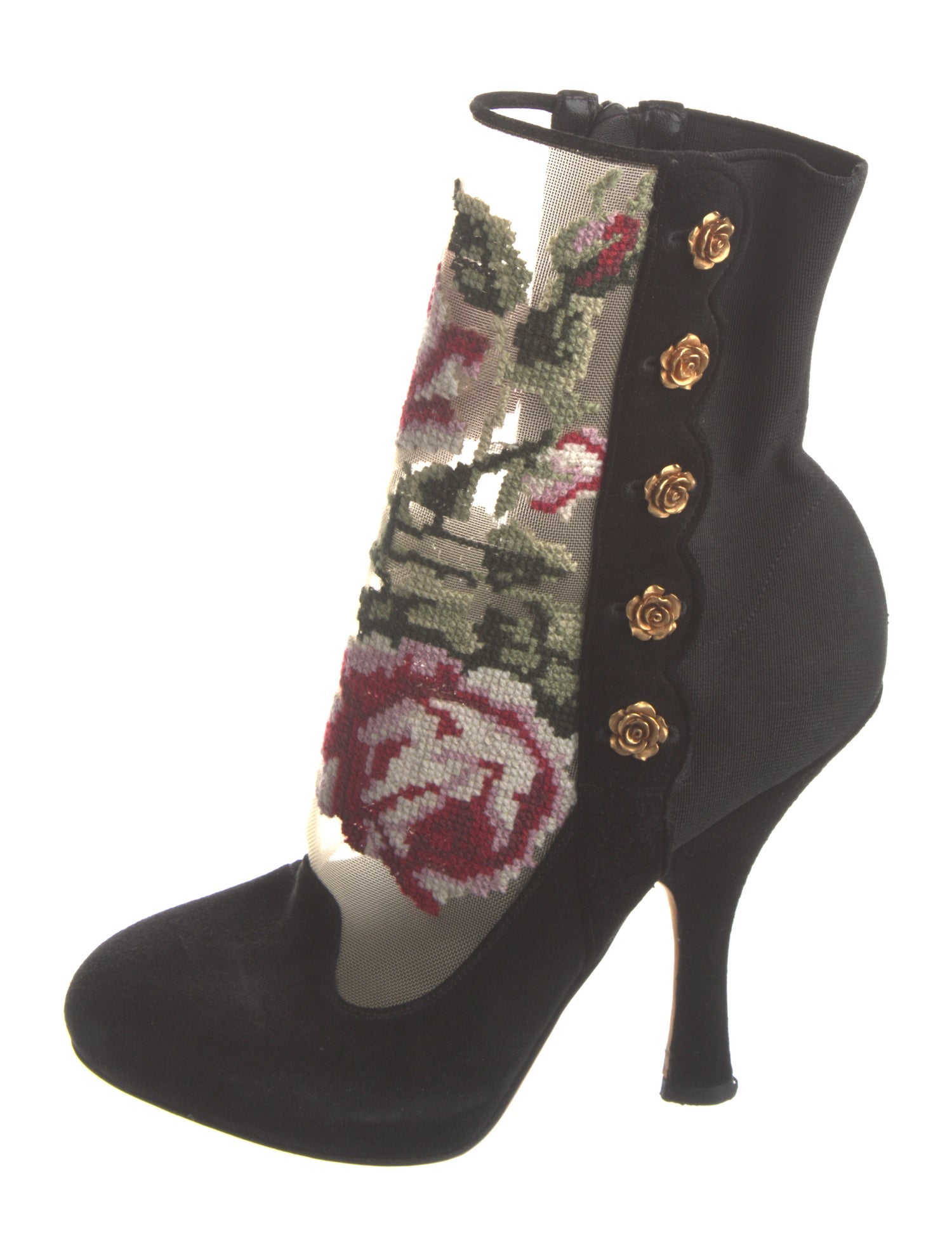 Dolce & Gabbana Suede Floral Print Sock Boots